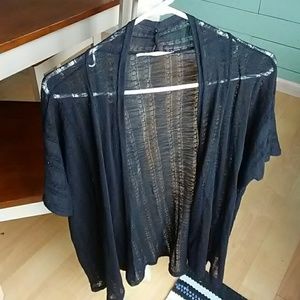 Black short sleeve cardigan